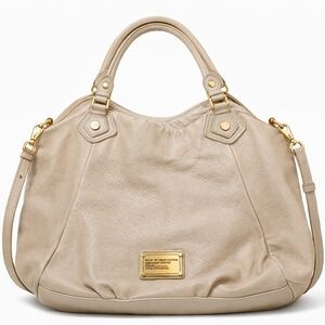 ✨ Marc by Marc Jacobs Classic Q Workwear Leather Satchel Tote Bag Beige Cream